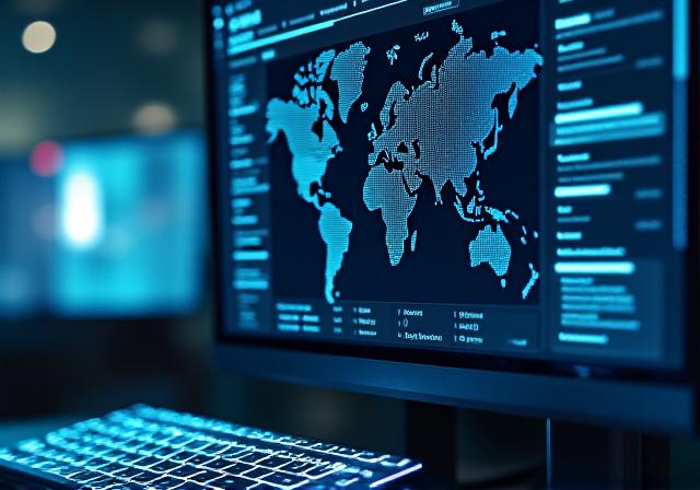 Dark mode supply chain tracking interface on a workstation